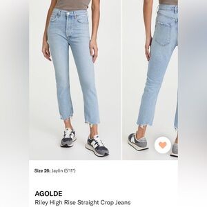 AGOLDE
Riley High Rise Straight Crop jeans size 27 color Bitter